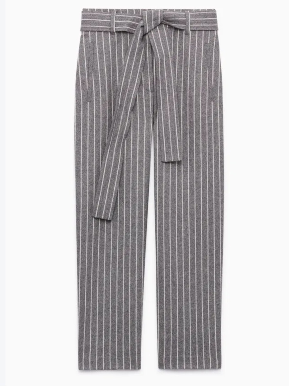 Aritzia Wilfred Jallade grey and white striped trouser pants with front tie